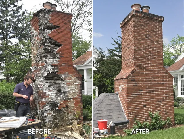 Naugatuck Chimney Sweep performing a full chimney restoration in Naugatuck, CT