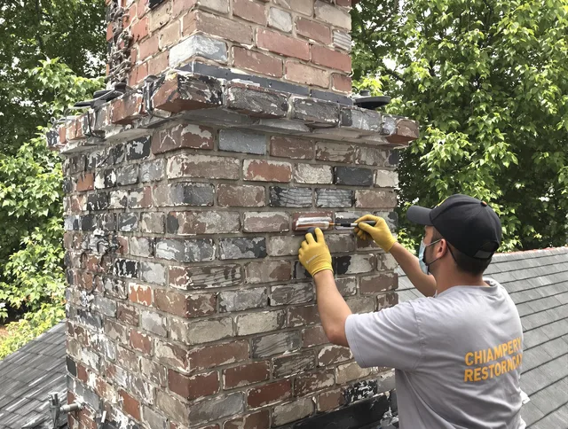 In-progress chimney restoration by Naugatuck Chimney Sweep in Naugatuck, CT