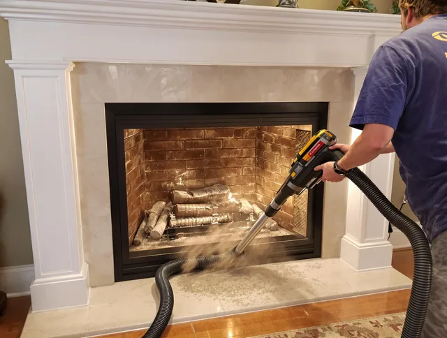 Fireplace cleaning performed by Naugatuck Chimney Sweep in Naugatuck, CT